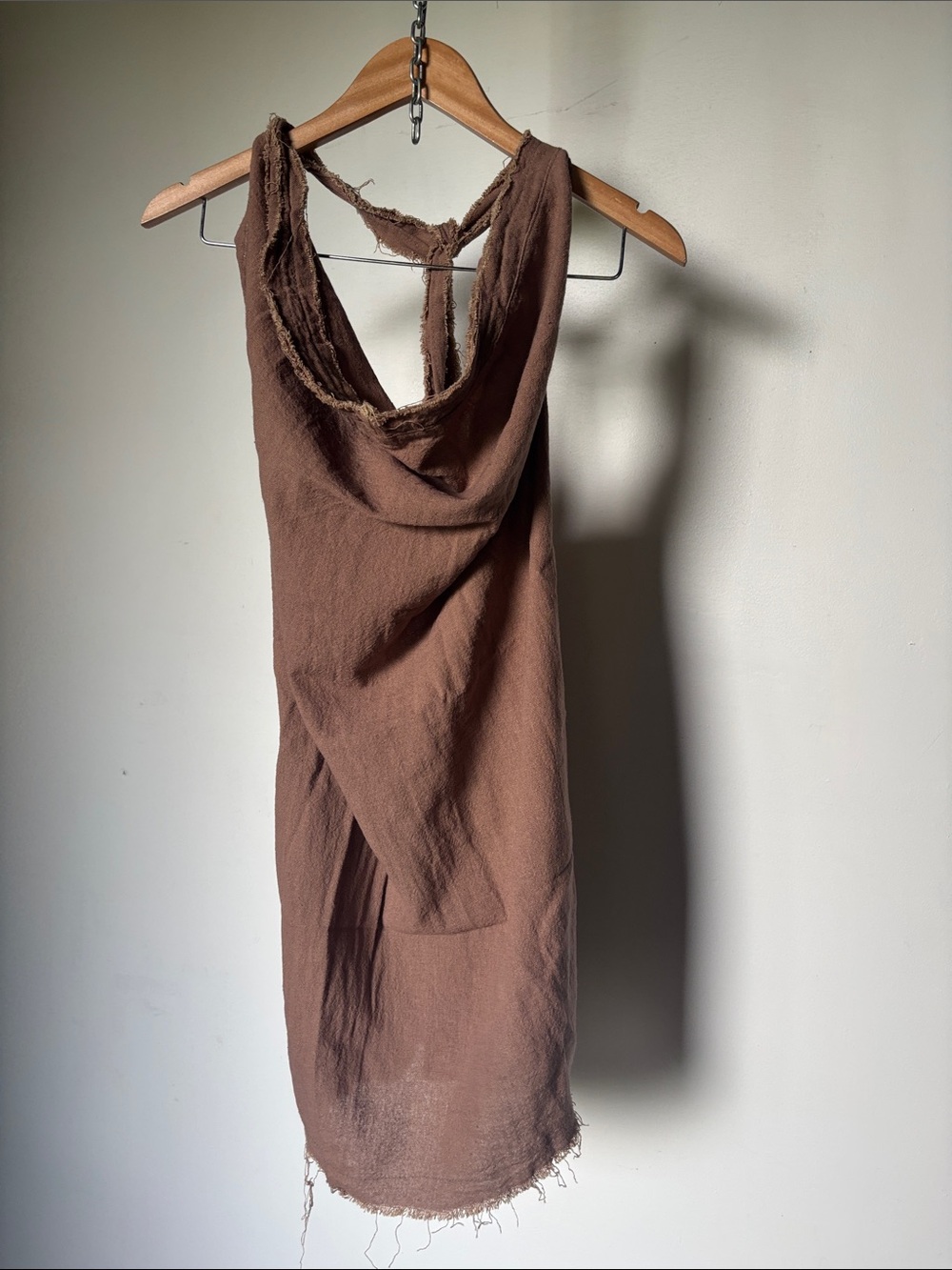 Vintage Cotton Gauze Brown Mini Halter or Tube Dress